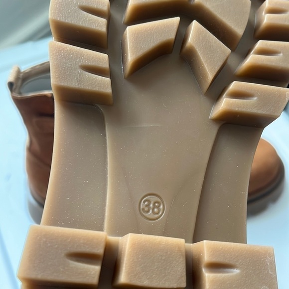 Beberlis Cognac Brown Suede Shearling Lace Up Combat Boots w/ Lug Soles NEW - Picture 3 of 14